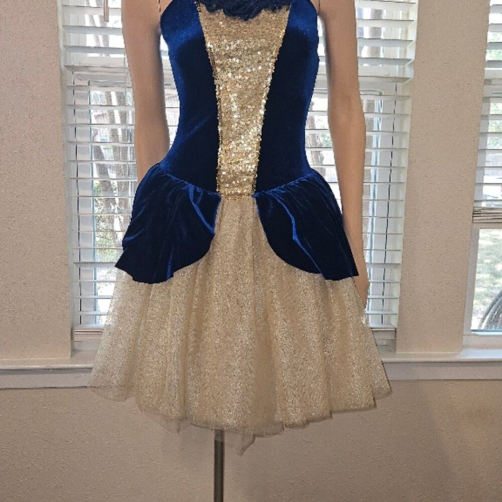 Ballet tutu blue and gold costume dance women's S/M or XL child